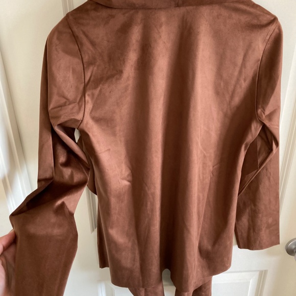 Soft Surroundings Shape Drape Faux Suede Jacket Saddle Brown NWT - Picture 6 of 7